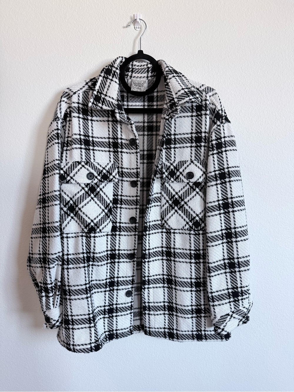 Men's Black & White Plaid Lightweight Shacket